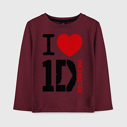 Лонгслив хлопковый детский I love 1D, цвет: меланж-бордовый