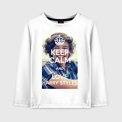 Лонгслив хлопковый детский Keep Calm & Love Harry Styles, цвет: белый