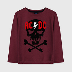 Лонгслив хлопковый детский AC/DC Skull, цвет: меланж-бордовый