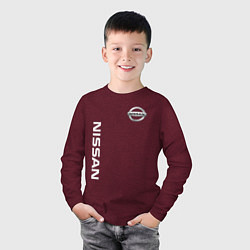 Лонгслив хлопковый детский NISSAN, цвет: меланж-бордовый — фото 2