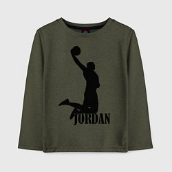 Лонгслив хлопковый детский Jordan Basketball, цвет: меланж-хаки