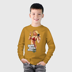 Лонгслив хлопковый детский GTA 5: Selfie, цвет: горчичный — фото 2