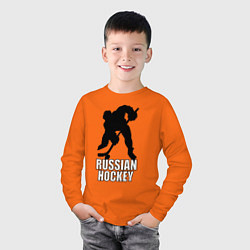 Лонгслив хлопковый детский Russian Black Hockey, цвет: оранжевый — фото 2