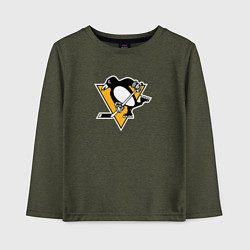 Лонгслив хлопковый детский Pittsburgh Penguins: Evgeni Malkin, цвет: меланж-хаки