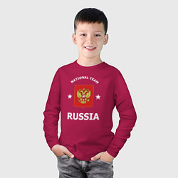 Лонгслив хлопковый детский NATIONAL TEAM RUSSIA, цвет: маджента — фото 2