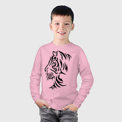 Лонгслив хлопковый детский Тигр тату цвета светло-розовый — фото 2