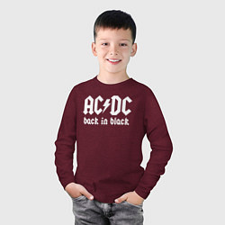 Лонгслив хлопковый детский ACDC BACK IN BLACK, цвет: меланж-бордовый — фото 2