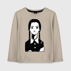 Лонгслив хлопковый детский Wednesday Addams, цвет: миндальный