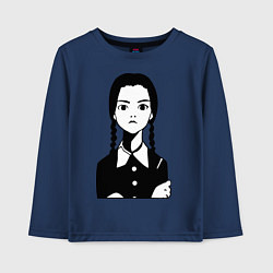 Лонгслив хлопковый детский Wednesday Addams, цвет: тёмно-синий