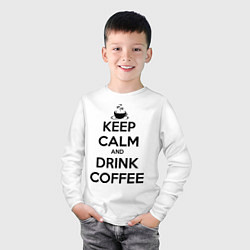 Лонгслив хлопковый детский Keep Calm & Drink Coffee, цвет: белый — фото 2
