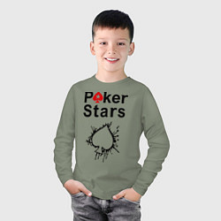 Лонгслив хлопковый детский Poker Stars, цвет: авокадо — фото 2