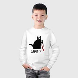 Лонгслив хлопковый детский What cat, цвет: белый — фото 2