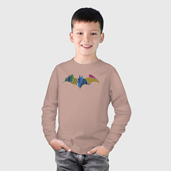 Лонгслив хлопковый детский Batman logo, цвет: пыльно-розовый — фото 2
