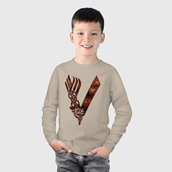 Лонгслив хлопковый детский Vikings, цвет: миндальный — фото 2