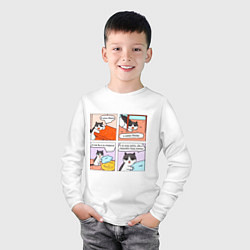 Лонгслив хлопковый детский Кот не спрашивал!, цвет: белый — фото 2
