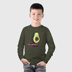 Лонгслив хлопковый детский Авокот, цвет: меланж-хаки — фото 2