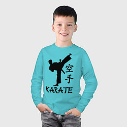 Лонгслив хлопковый детский Karate craftsmanship, цвет: бирюзовый — фото 2