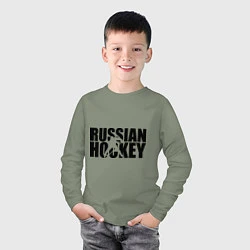 Лонгслив хлопковый детский Russian Hockey, цвет: авокадо — фото 2