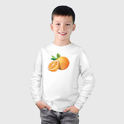 Лонгслив хлопковый детский Апельсины, цвет: белый — фото 2