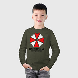 Лонгслив хлопковый детский UMBRELLA CORP, цвет: меланж-хаки — фото 2