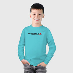 Лонгслив хлопковый детский UMBRELLA CORP, цвет: бирюзовый — фото 2