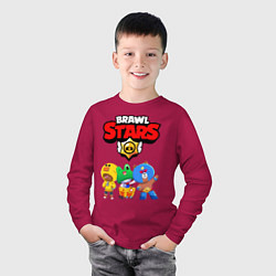 Лонгслив хлопковый детский BRAWL STARS, цвет: маджента — фото 2