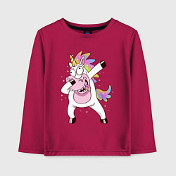 Лонгслив хлопковый детский Dabbing Unicorn, цвет: маджента