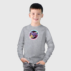 Лонгслив хлопковый детский SPACE ROCKET, цвет: меланж — фото 2