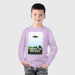 Лонгслив хлопковый детский I WANT TO BELIEVE, цвет: лаванда — фото 2