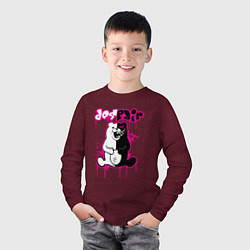 Лонгслив хлопковый детский MONOKUMA, цвет: меланж-бордовый — фото 2
