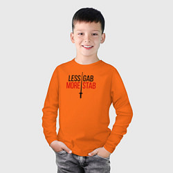 Лонгслив хлопковый детский Less Gab, More Stab, цвет: оранжевый — фото 2