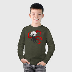 Лонгслив хлопковый детский Токийский гуль, цвет: меланж-хаки — фото 2