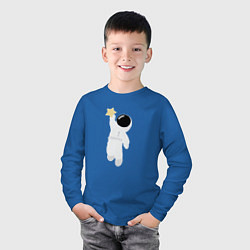 Лонгслив хлопковый детский Космонавт и звезда, цвет: синий — фото 2