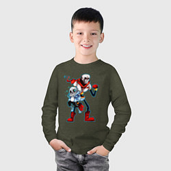 Лонгслив хлопковый детский UNDERTALE, цвет: меланж-хаки — фото 2
