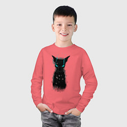 Лонгслив хлопковый детский Dark Cat, цвет: коралловый — фото 2