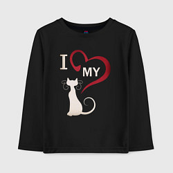 Лонгслив хлопковый детский I Love My Cat, цвет: черный