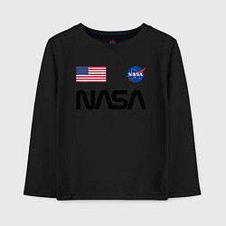 Лонгслив хлопковый детский NASA НАСА, цвет: черный