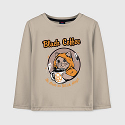 Лонгслив хлопковый детский Black Coffee Cat, цвет: миндальный