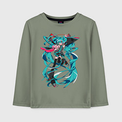 Лонгслив хлопковый детский Hatsune Miku Expo, цвет: авокадо