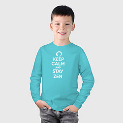 Лонгслив хлопковый детский Keep calm & stay Zen, цвет: бирюзовый — фото 2