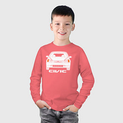 Лонгслив хлопковый детский Honda Civic EP 7gen, цвет: коралловый — фото 2