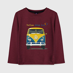 Лонгслив хлопковый детский Я люблю вас Yellow-blue bus, цвет: меланж-бордовый