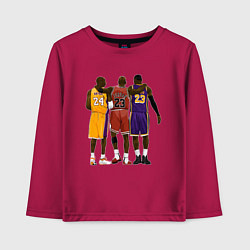 Лонгслив хлопковый детский Kobe, Michael, LeBron, цвет: маджента