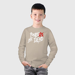 Лонгслив хлопковый детский Punks not dead, цвет: миндальный — фото 2