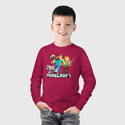 Лонгслив хлопковый детский MINECRAFT, цвет: маджента — фото 2