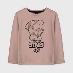 Лонгслив хлопковый детский Brawl Stars LEON раскраска, цвет: пыльно-розовый