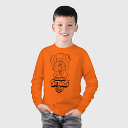 Лонгслив хлопковый детский Brawl Stars LEON раскраска, цвет: оранжевый — фото 2