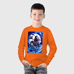 Лонгслив хлопковый детский KIMETSU NO YAIBA, цвет: оранжевый — фото 2