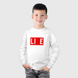 Лонгслив хлопковый детский LIE ЛОЖЬ, цвет: белый — фото 2