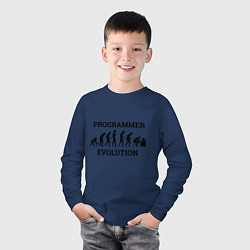 Лонгслив хлопковый детский Эволюция программиста, цвет: тёмно-синий — фото 2